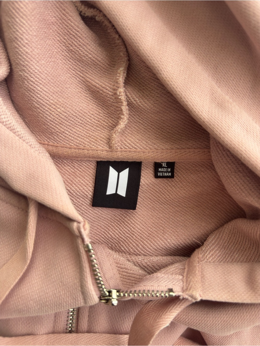 BTS ARMY Women's Dusty Pink Zip Hoodie with Hood and Drawstrings - Picture 12 of 14